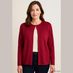 Designers Originals Red Goemetric Women's Cardigan Sweater PL